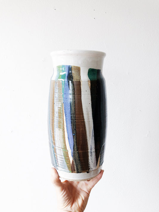 Vintage Multicolored Pottery Vase