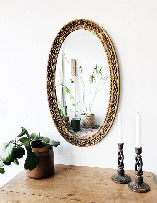 Vintage Syrocco Framed Oval Mirror