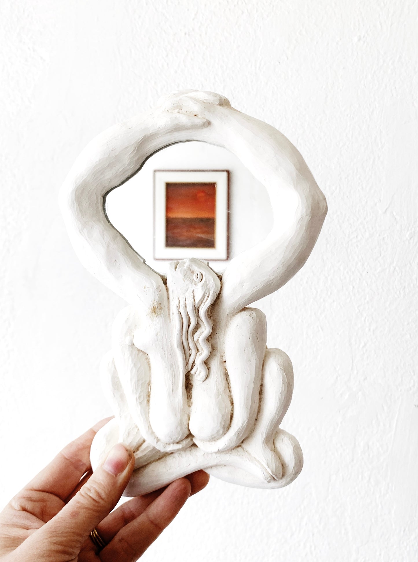 Vintage Figural Ceramic Mirror