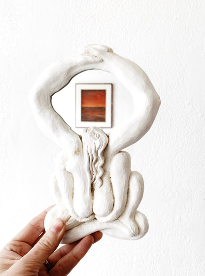 Vintage Figural Ceramic Mirror