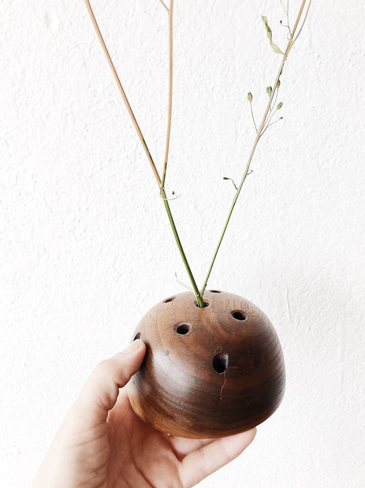 Large Vintage Wooden Flower Frog