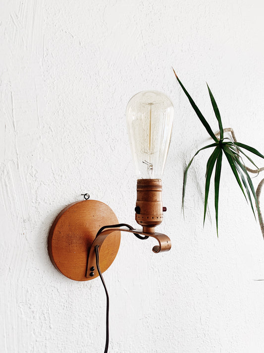 Vintage Wood and Copper Sconce