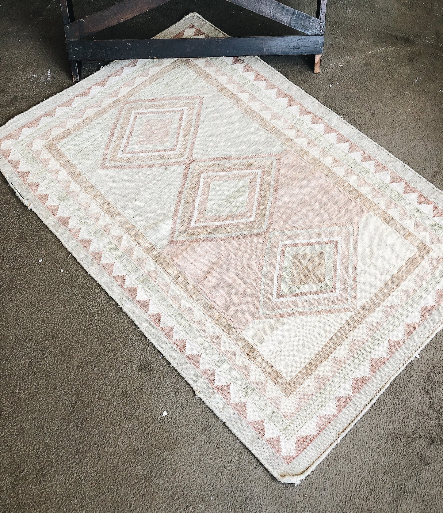 Vintage Blush Wool Kilim