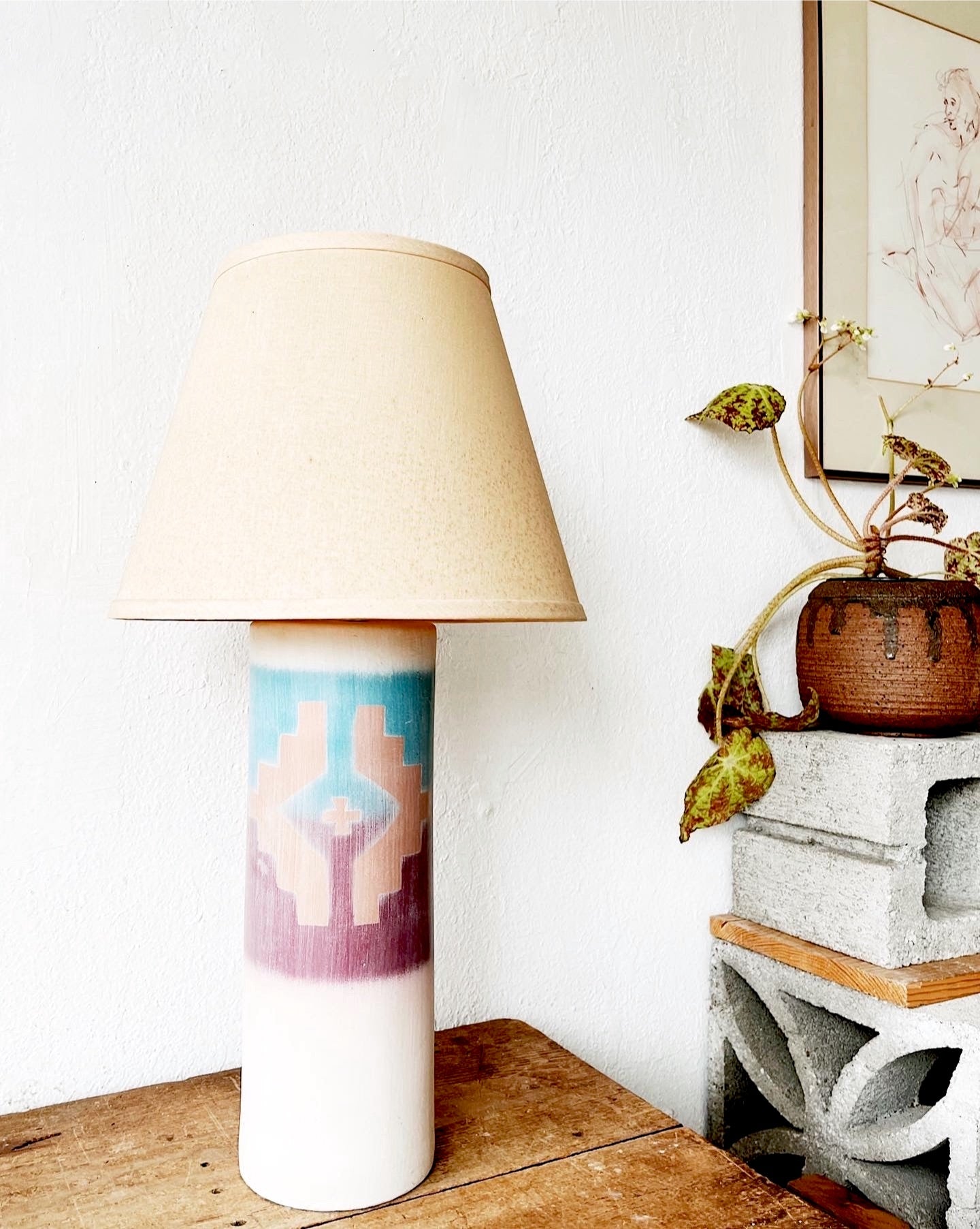 Vintage Southwestern Ceramic Lamp - Thumbnail 5