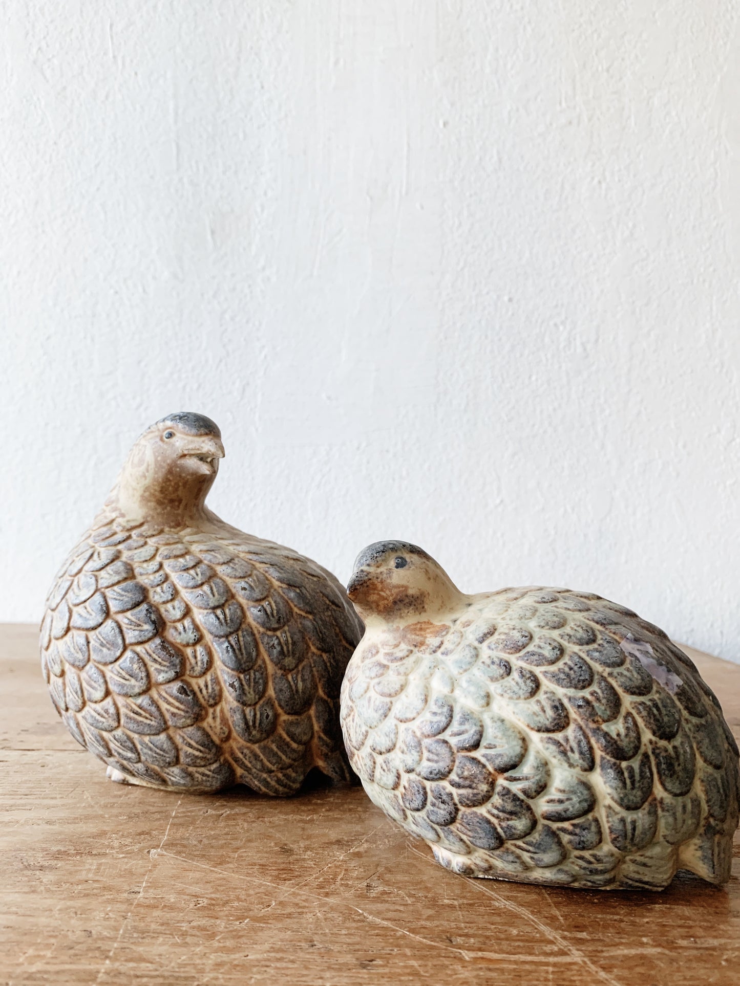RESERVED Mid Century Ceramic Quail Pair