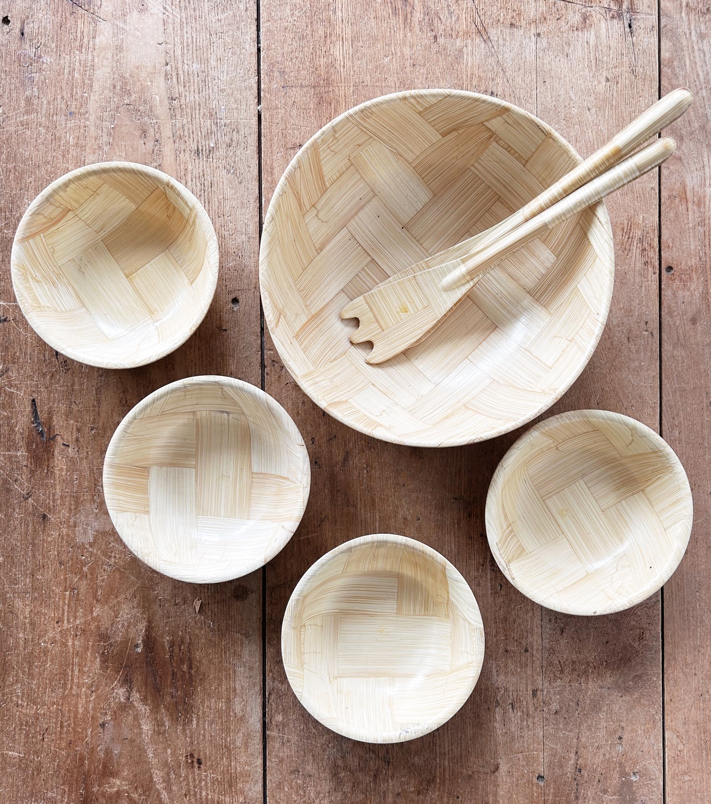 Vintage Bamboo Salad Set