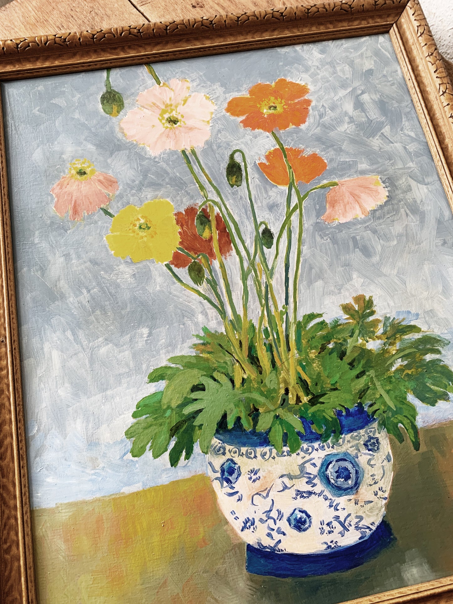 Vintage Original Framed Poppy Painting