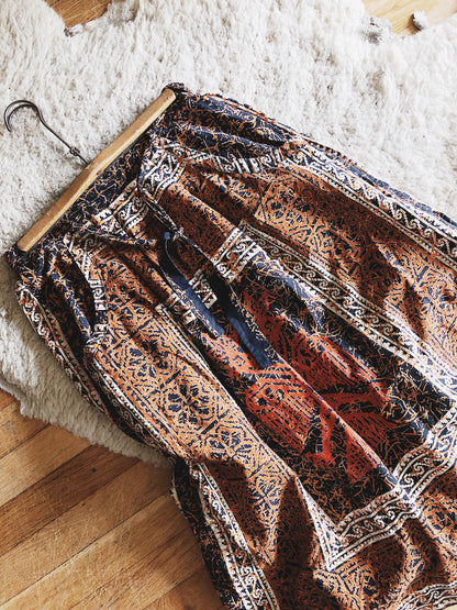 Vintage Hand Painted Batik Folk Skirt