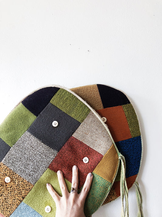 Pair of Vintage Patchwork Chair Pads