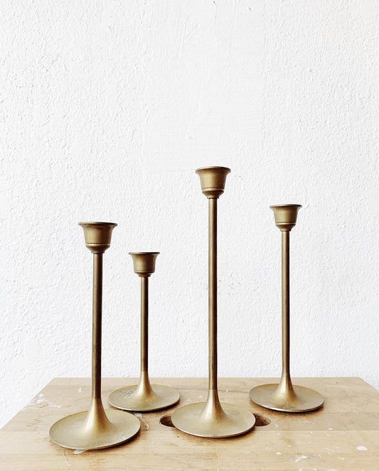 Set of Vintage Brass Candlestick Holders