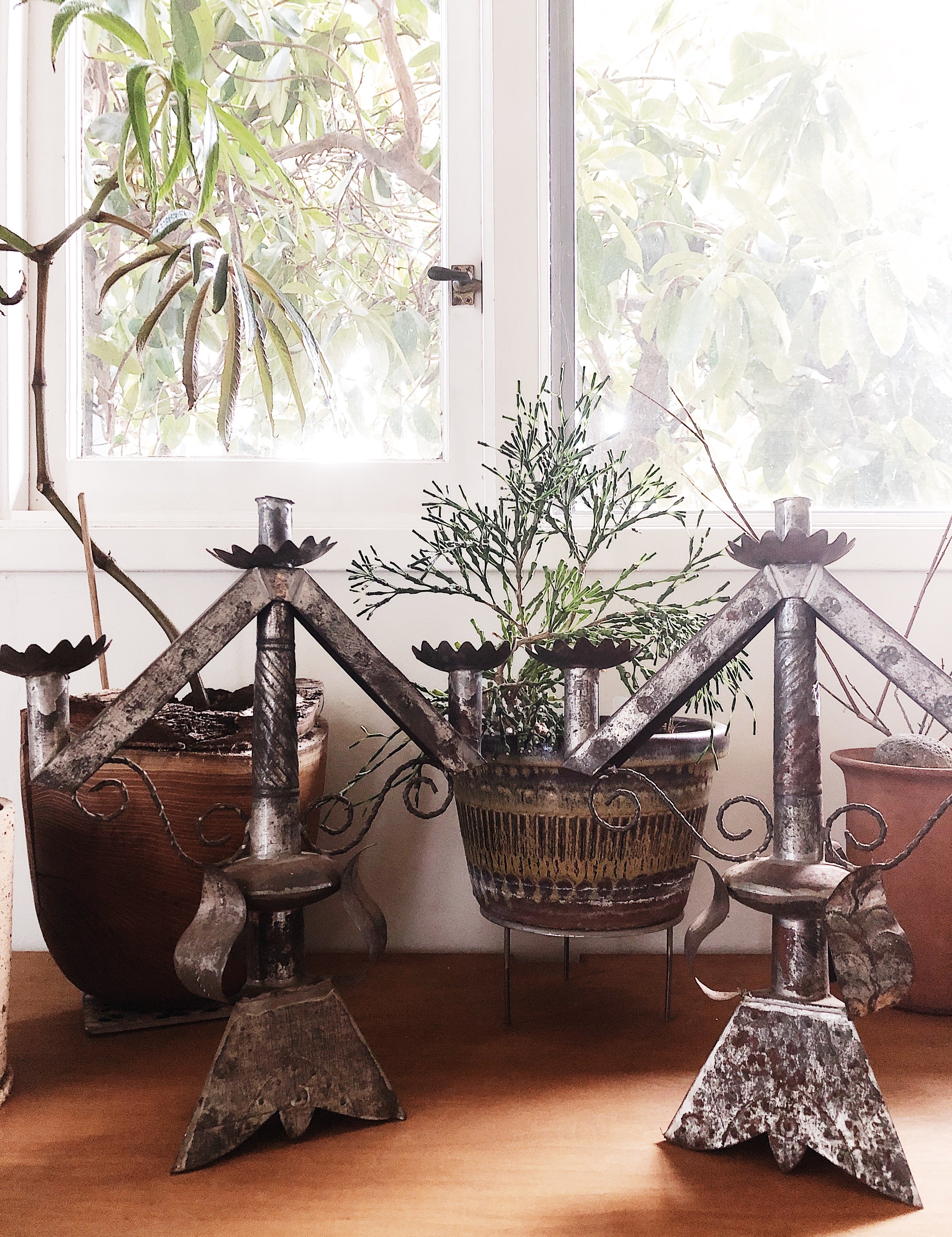 Vintage Mexican Tin Candelabra - Thumbnail 4