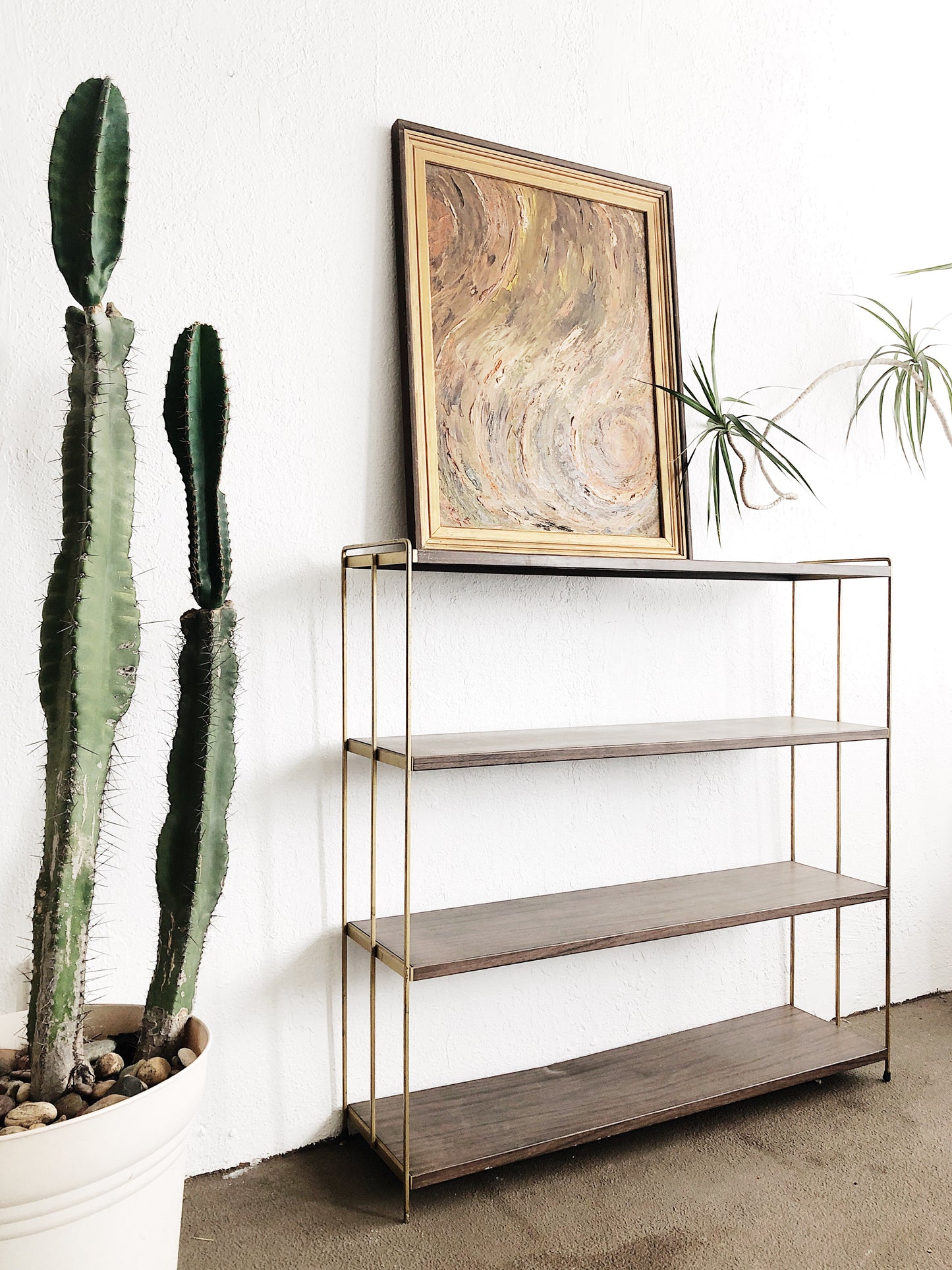 Mid Century Faux Bois Metal Shelf