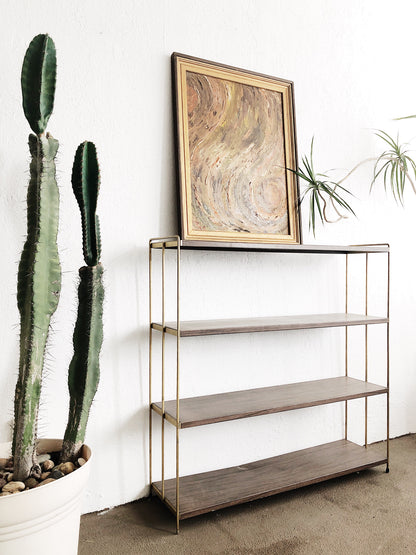 Mid Century Faux Bois Metal Shelf