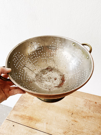 Large Vintage Copper Plated Colander
