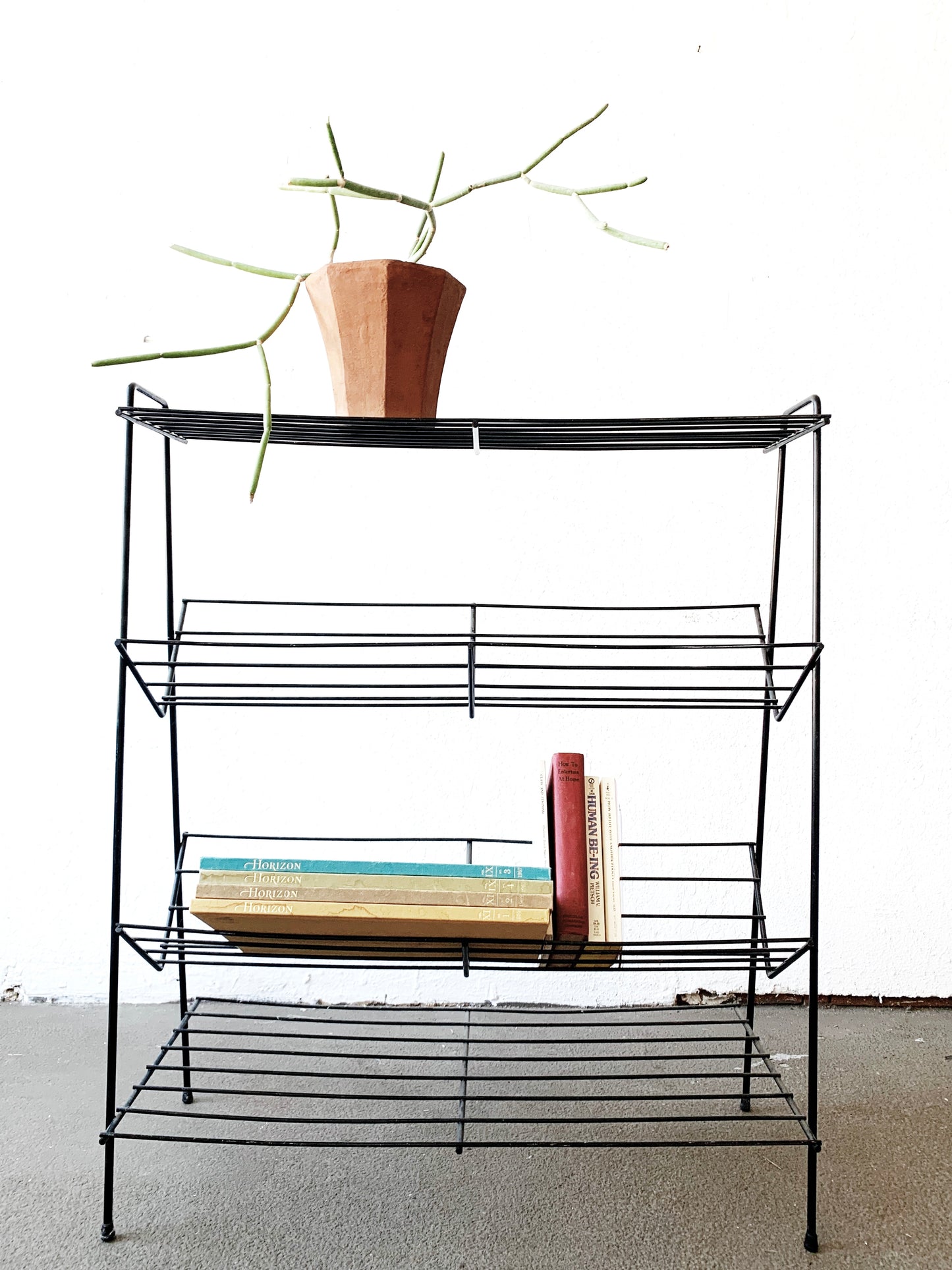 Mid Century Iron Book Rack Shelf