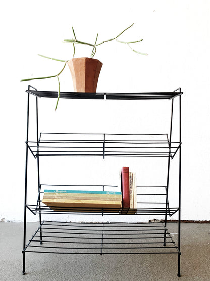 Mid Century Iron Book Rack Shelf
