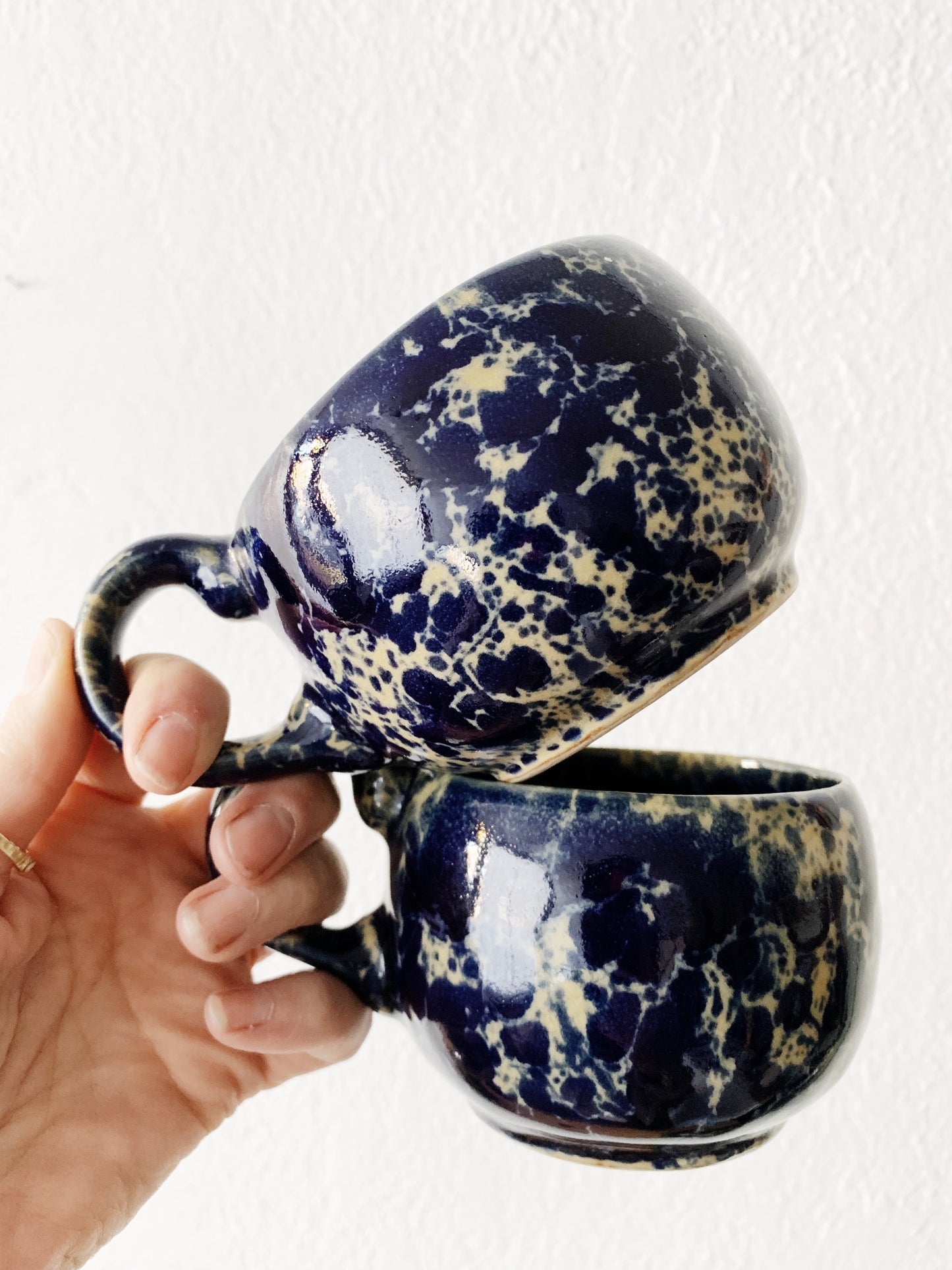 Bennington Potters Blue Agate Mugs