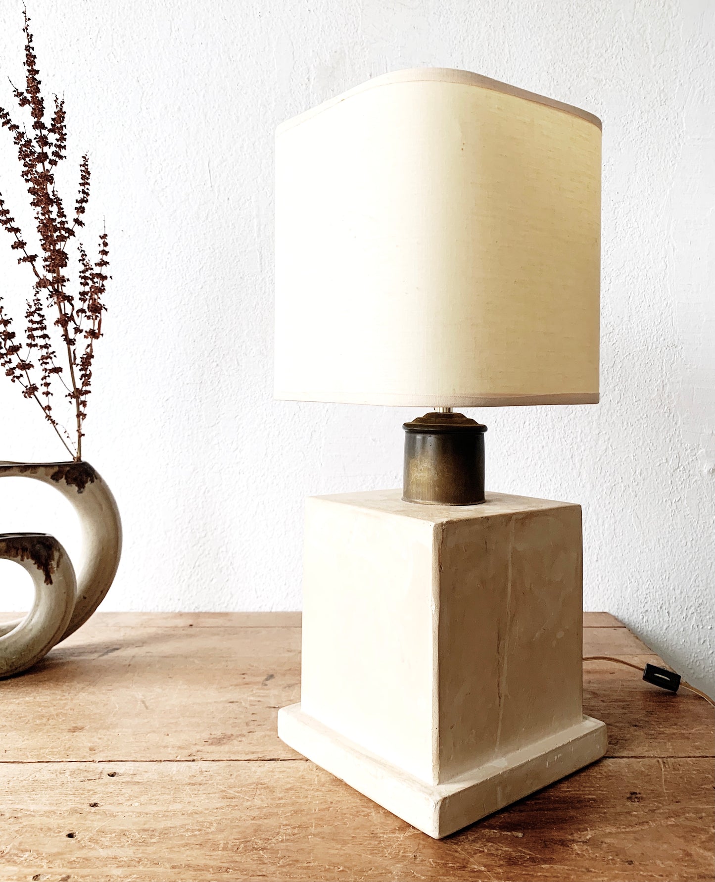 Vintage Handmade Pottery Lamp with Shade