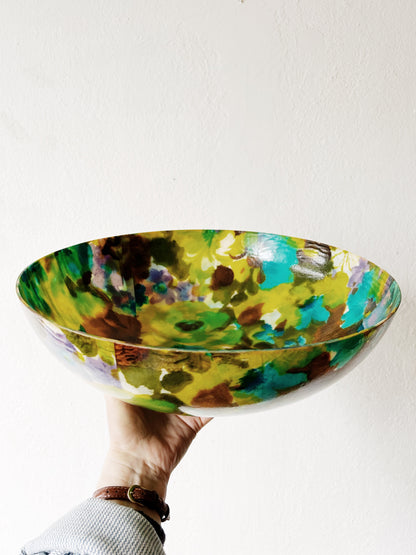 Mid Century Floral Fiberglass Serving Bowl