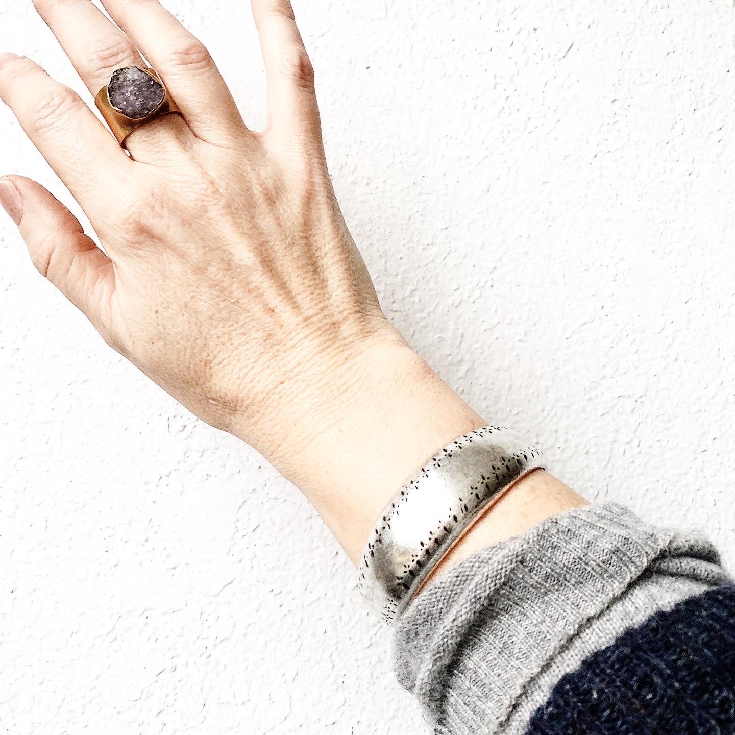 Weighty Stamped Silver Cuff / AK Turkey