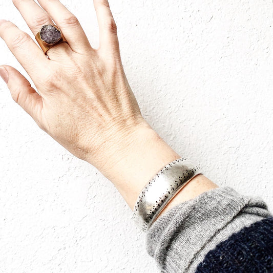 Weighty Stamped Silver Cuff / AK Turkey