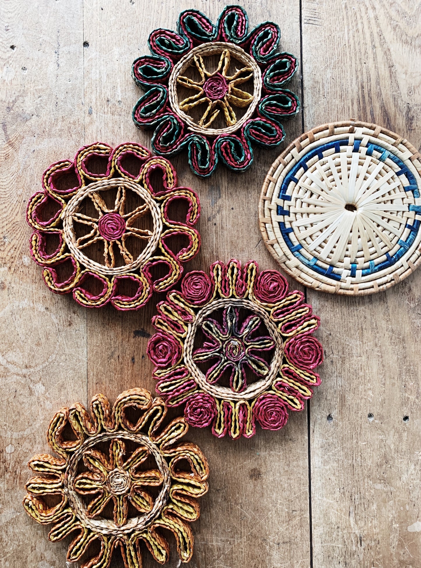 Set of Vintage Woven Trivets
