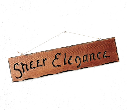 Sheer Elegance Carved Wood Sign