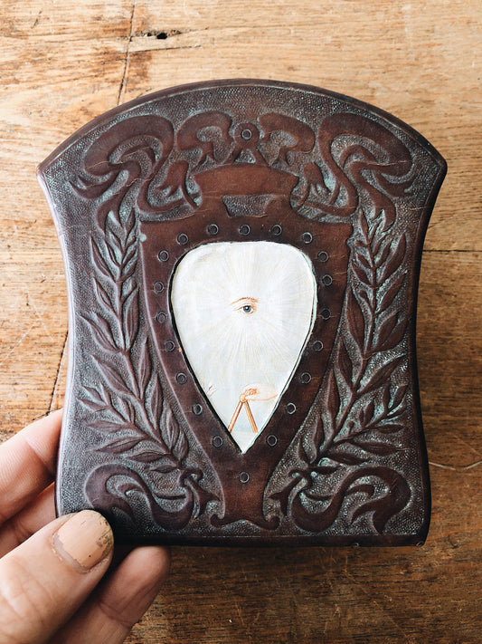 Antique All Seeing Eye Leather Art