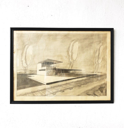Vintage Original Mid Century Drawing