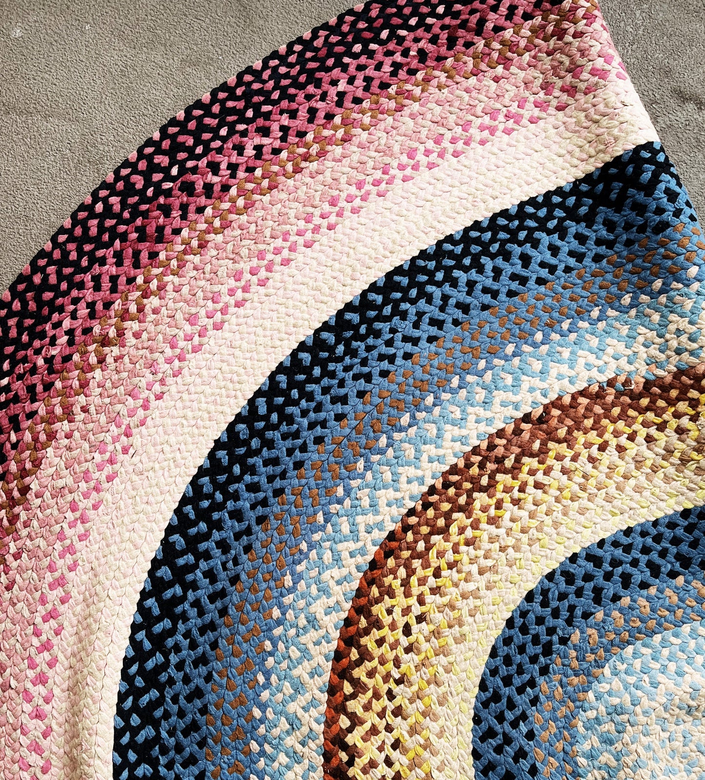 Vintage Braided Cotton Rag Rug
