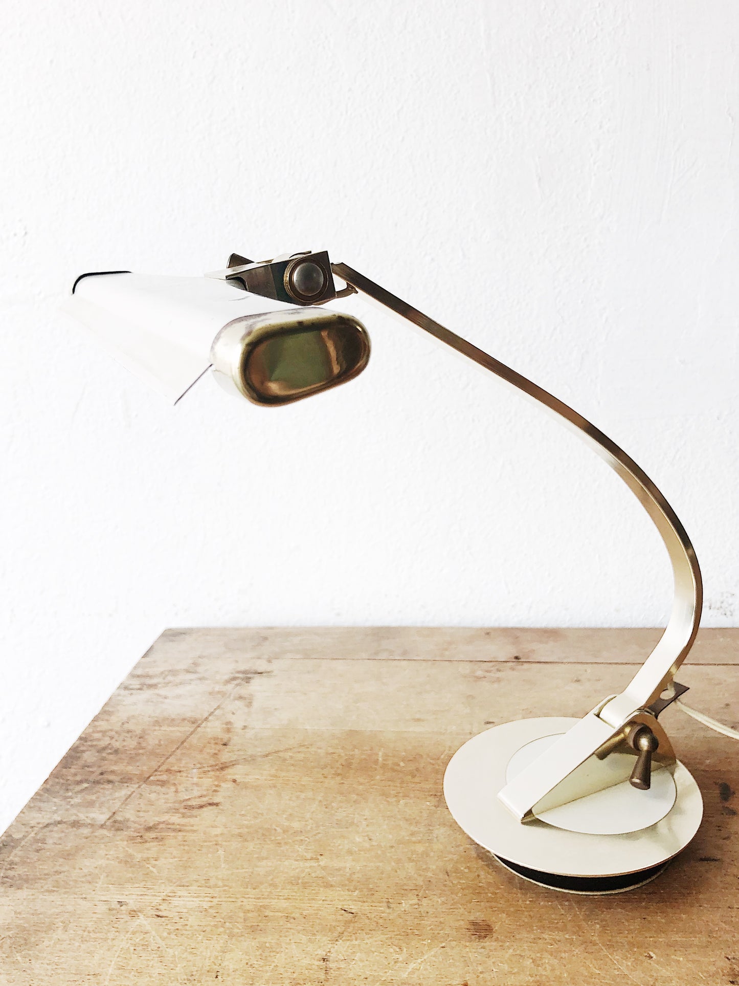 Vintage Brass and Enamel Lamp