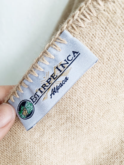 Vintage Hooded Alpaca Shawl / Open Poncho