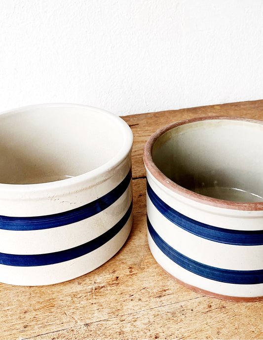 Primitive Roseville Pottery Striped Crock