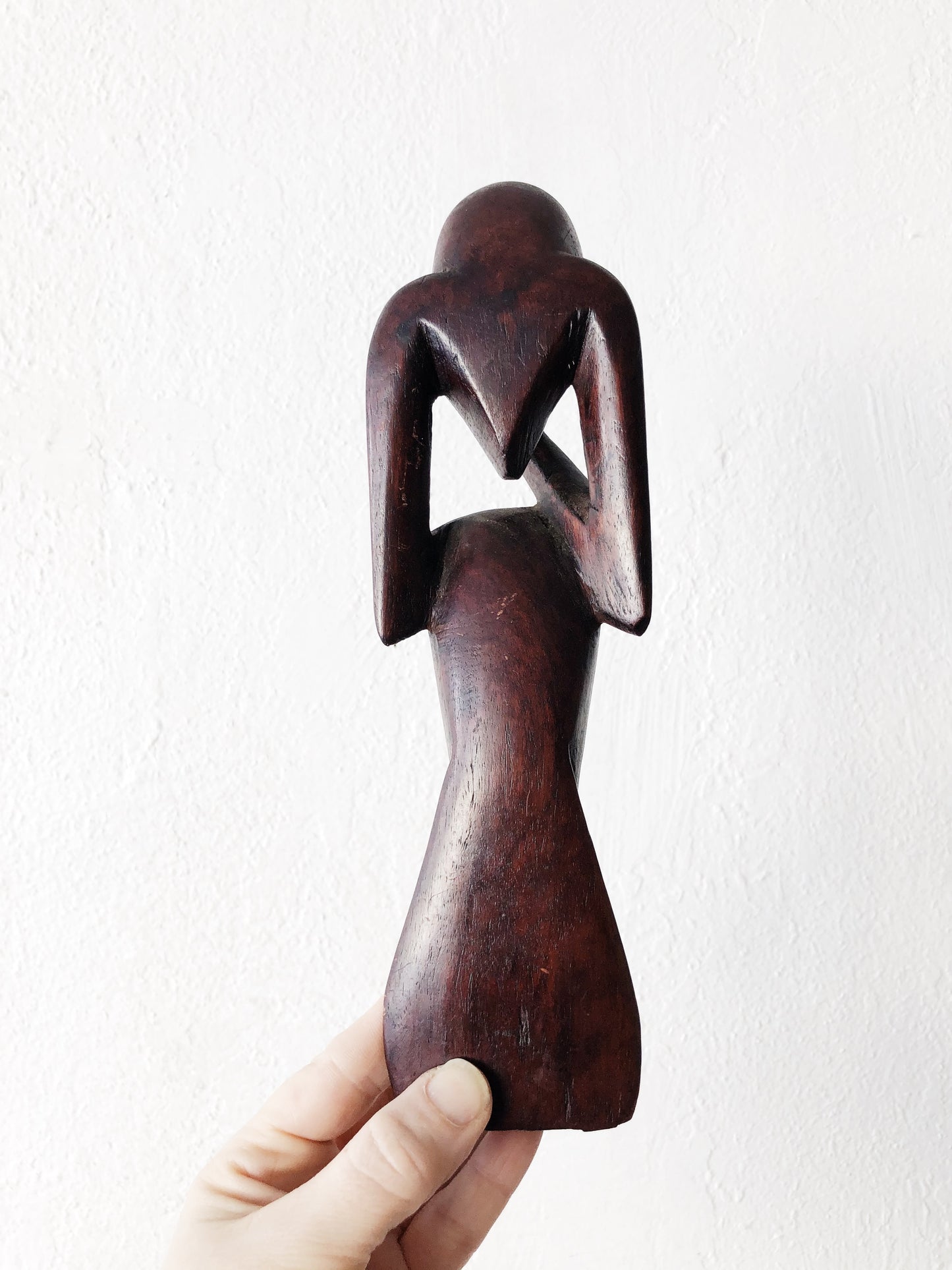 Vintage Carved Thinker Sculpture