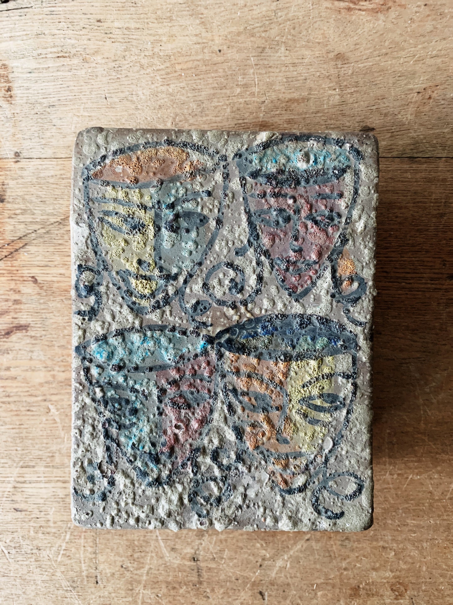 Vintage Hand Painted Faces Box Italy