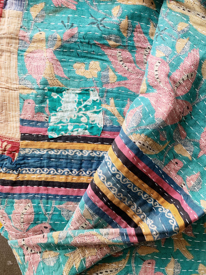 Vintage Reversible Kantha Quilt