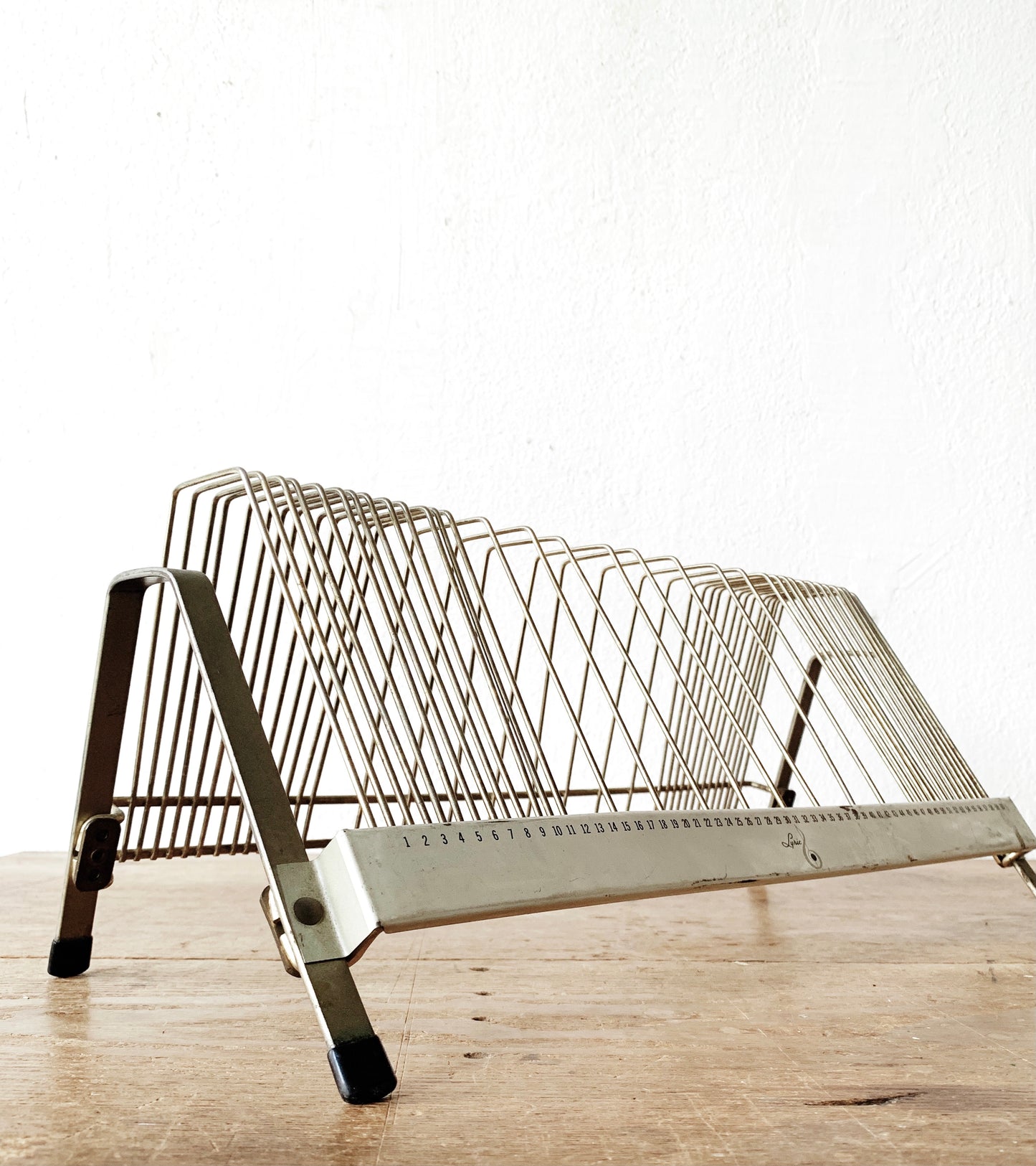 Mid Century Industrial Lyric Record Rack