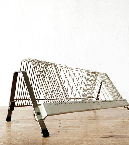 Mid Century Industrial Lyric Record Rack