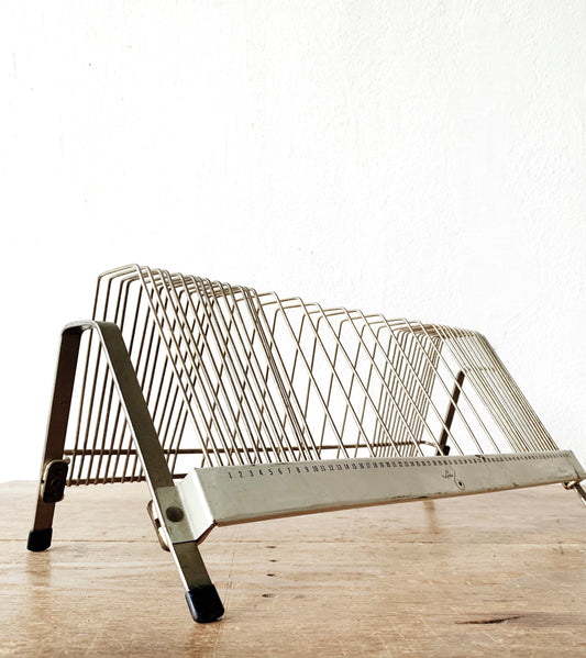 Mid Century Industrial Lyric Record Rack