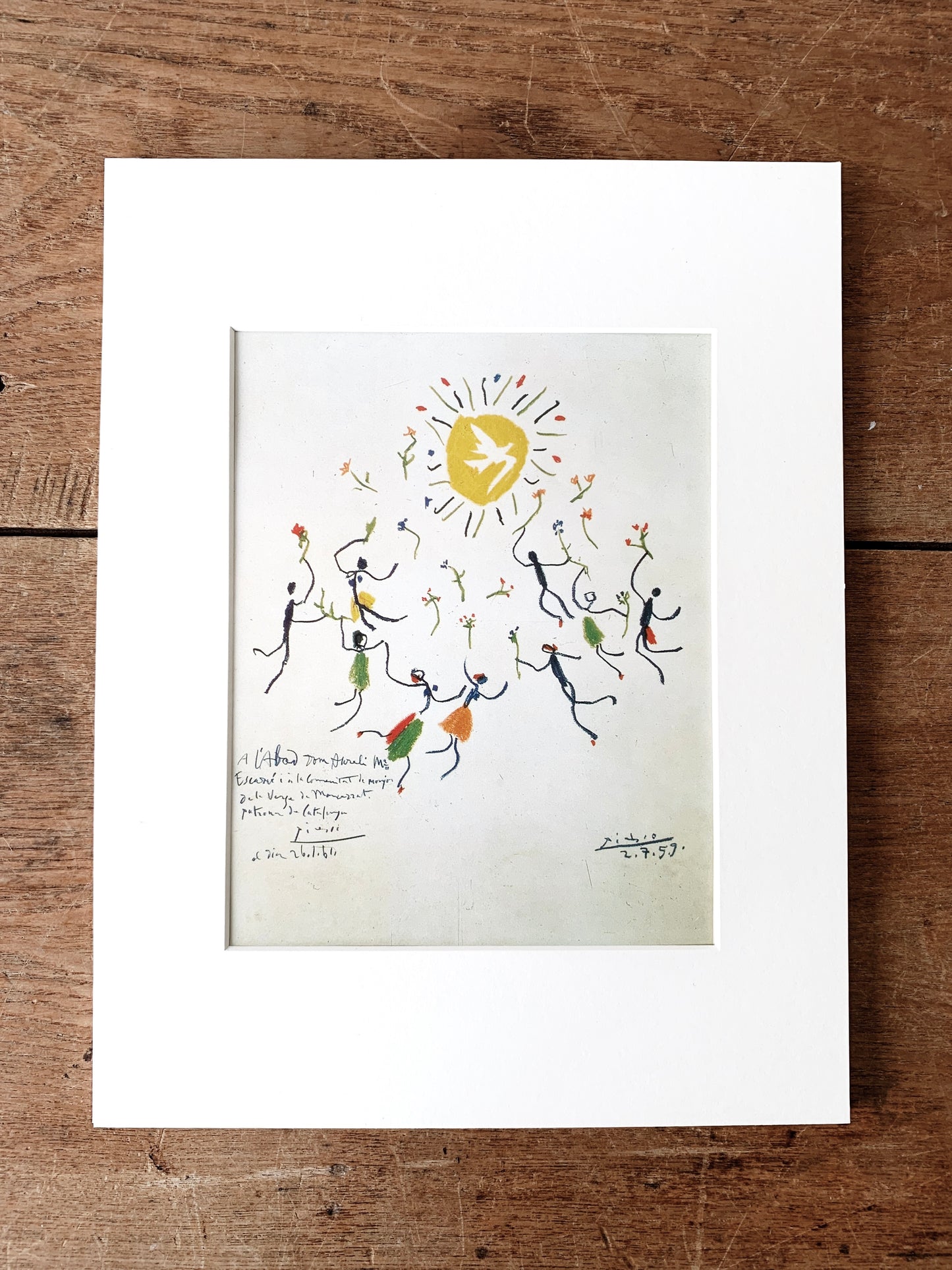 ‘Round of Friendship’ Vintage Matted Picasso Color Lithograph