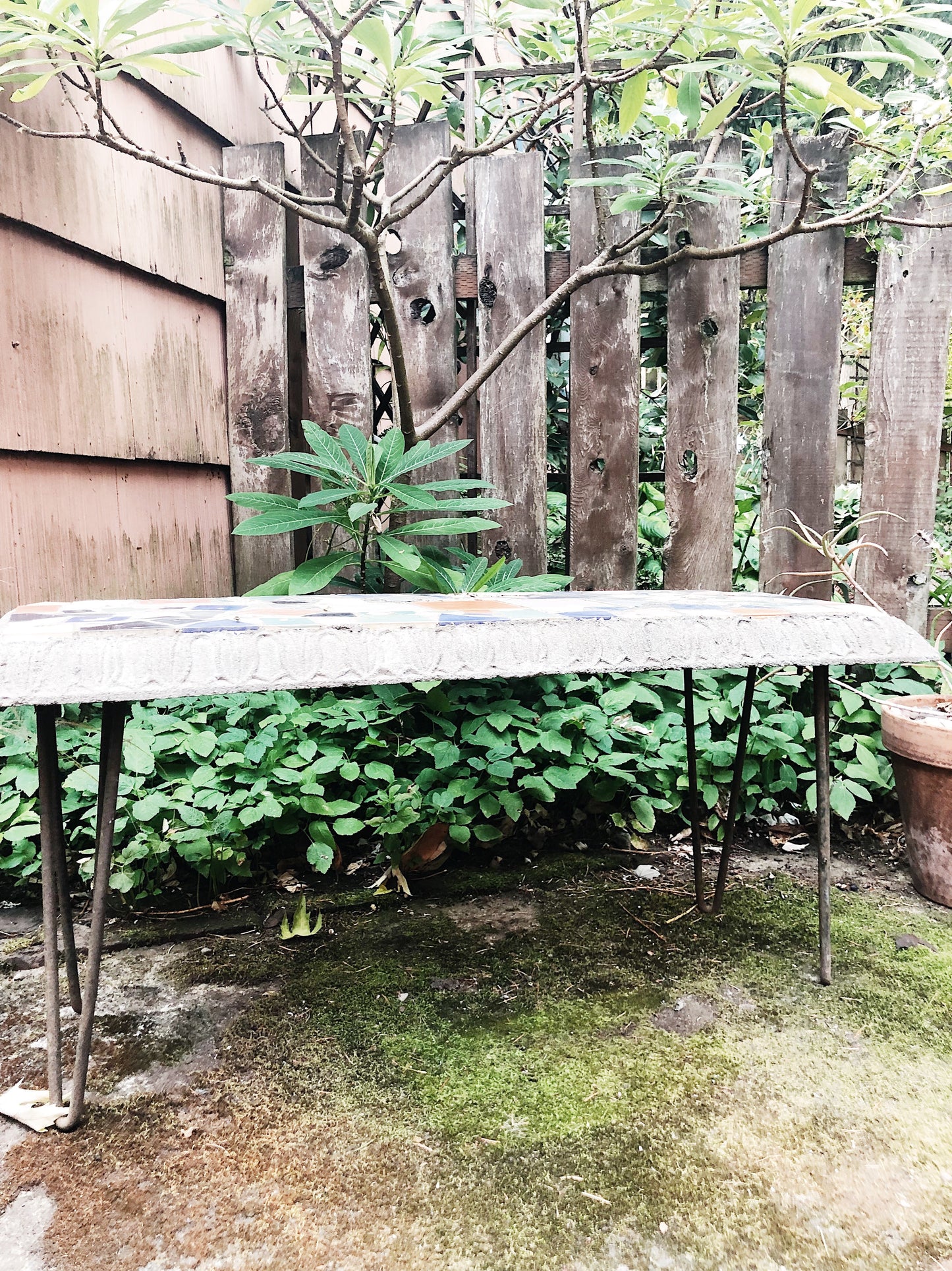 Vintage Mosaic Stone Bench