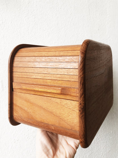 Vintage Teak Tambour Box