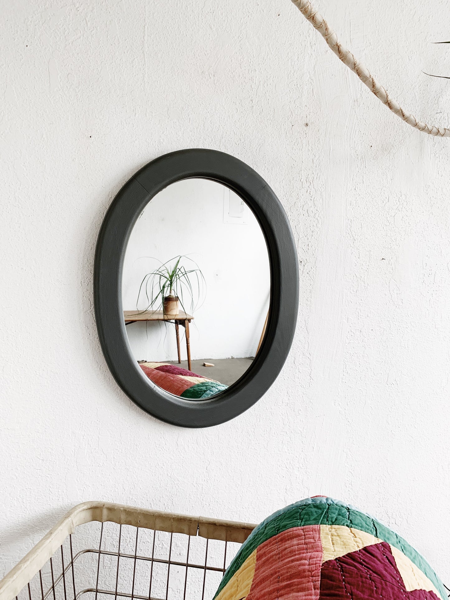 Vintage Oval Painted Wood Framed Mirror