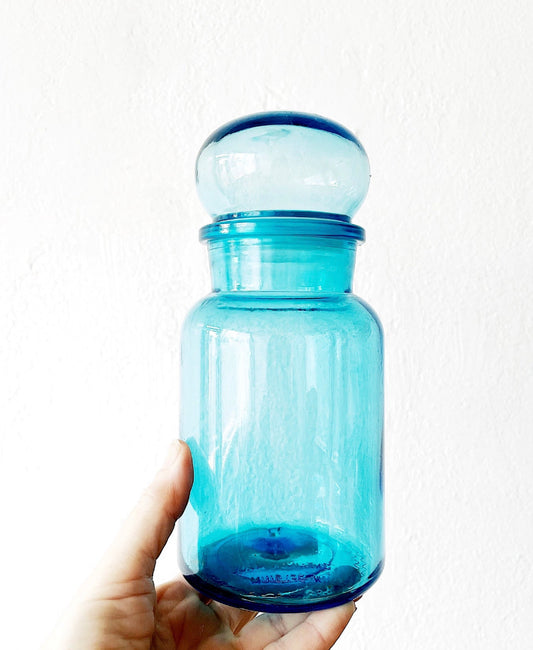 Vintage Belgian Blue Glass Apothecary Jar