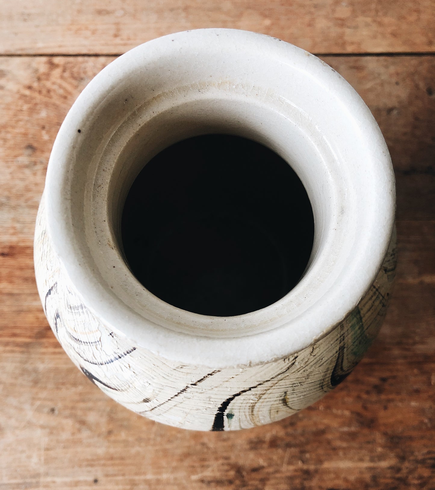 Vintage Painted Swirl Ceramic Vase