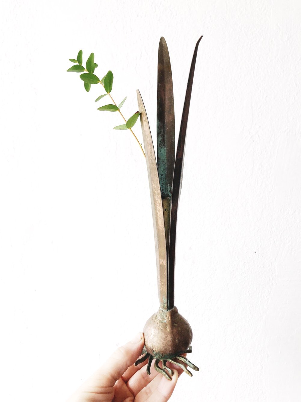 Vintage 1930s Aged Bronze Bud Vase