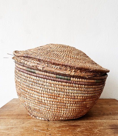 Extra Large Vintage Lidded Basket