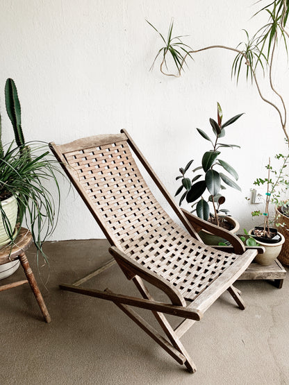 Vintage Wood Outdoor Lounger