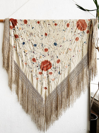 Antique Embroidered Silk Textile