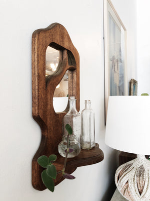 Vintage Wooden Mirror Shelf